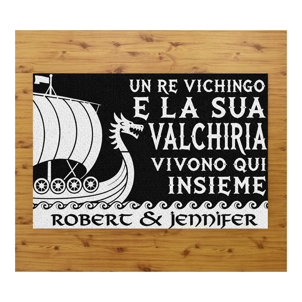 Tappeto zerbino personalizzato - Un vichingo e la sua valchiria - con stampa ad alta qualità, ideale per ingressi