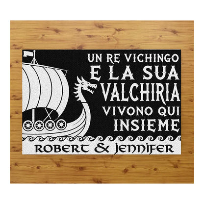 Tappeto zerbino personalizzato - Un vichingo e la sua valchiria - con stampa ad alta qualità, ideale per ingressi
