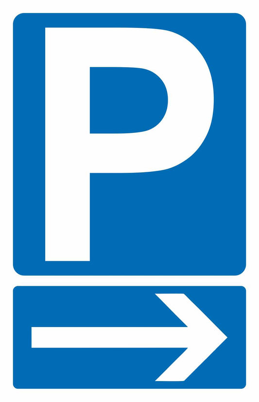 GLOBAL CARTELLO SEGNALETICO - PARCHEGGIO CON FRECCIA - Adesivo Resistente, Pannello in Forex, Pannello In Alluminio
