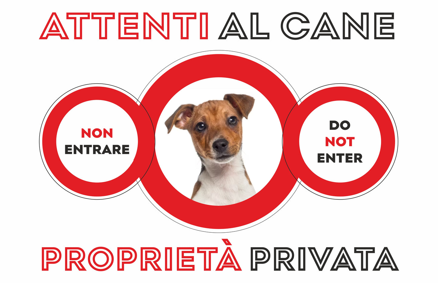 GLOBAL CARTELLO SEGNALETICO - ATTENTI AL CANE JACK RUSSEL PROPRIETA PRIVATA - Adesivo Extra Resistente, Pannello in Forex, Pannello In Alluminio