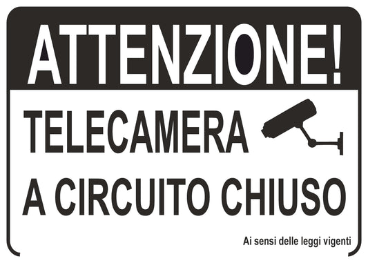 GLOBAL CARTELLO SEGNALETICO - ATTENZIONE TELECAMERA A CIRCUITO CHIUSO  - Adesivo Extra Resistente, Pannello in Forex, Pannello In Alluminio
