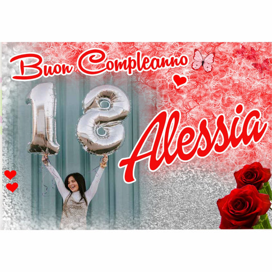 GLOBAL STRISCIONE FONDALE COMPLEANNO - 18 Anni Compleanno - STRISCIONE PERSONALIZZATO IN CARTA O IN BANNER PVC ANCHE DA ESTERNO GARANZIA 5 ANNI