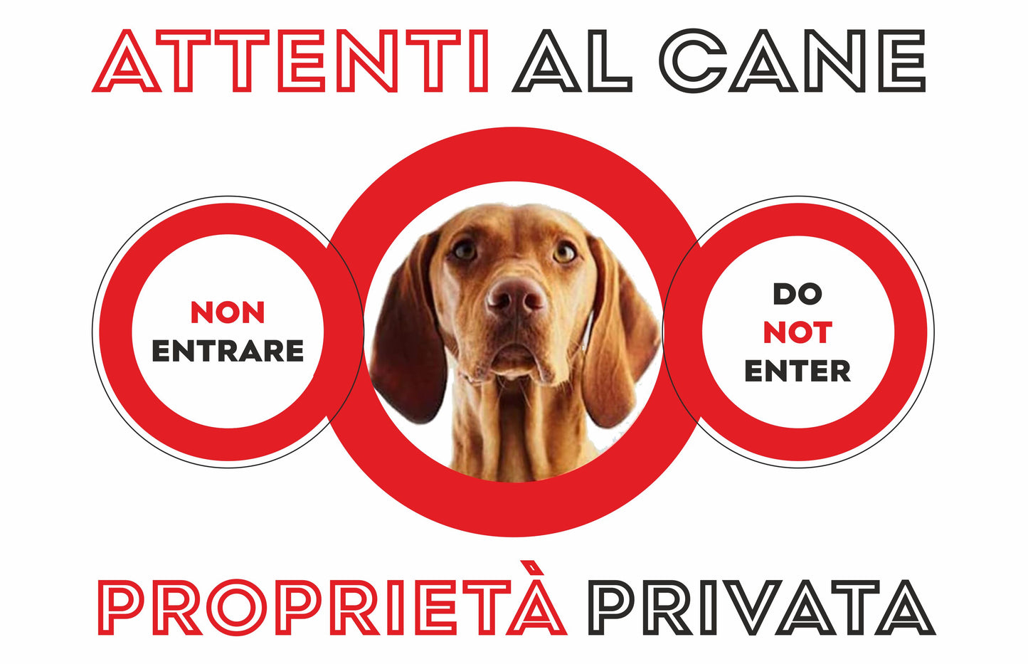 GLOBAL CARTELLO SEGNALETICO  - ATTENTI AL CANE bracco italiano - Adesivo Extra Resistente, Pannello in Forex, Pannello In Alluminio