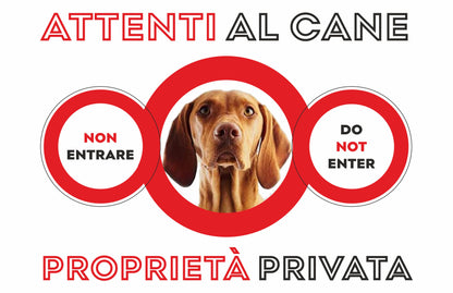 GLOBAL CARTELLO SEGNALETICO  - ATTENTI AL CANE bracco italiano - Adesivo Extra Resistente, Pannello in Forex, Pannello In Alluminio