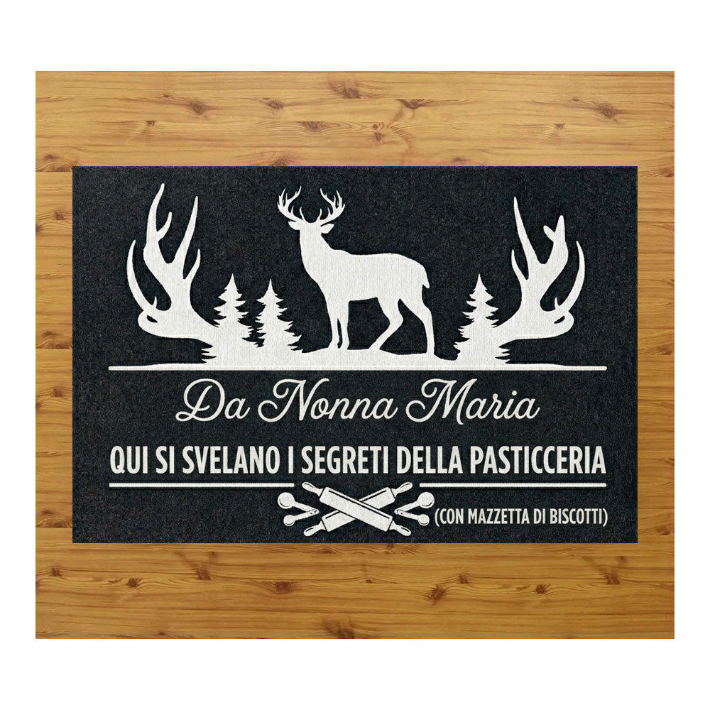 Tappeto zerbino personalizzato - I segreti della pasticceria - con stampa ad alta qualità, ideale per ingressi