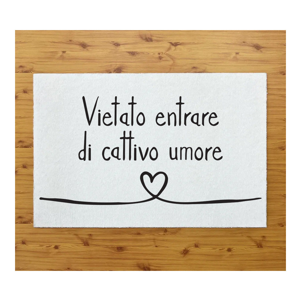 Tappeto zerbino personalizzato - Vietato entrare di cattivo umore - con stampa ad alta qualità, ideale per ingressi
