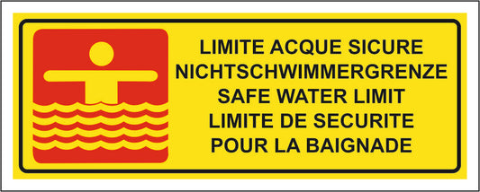 LIMITE ACQUE SICURE - CARTELLO SEGNALETICO UNI ISO 7010 in Adesivo Resistente, Pannello in Forex, Pannello In Alluminio