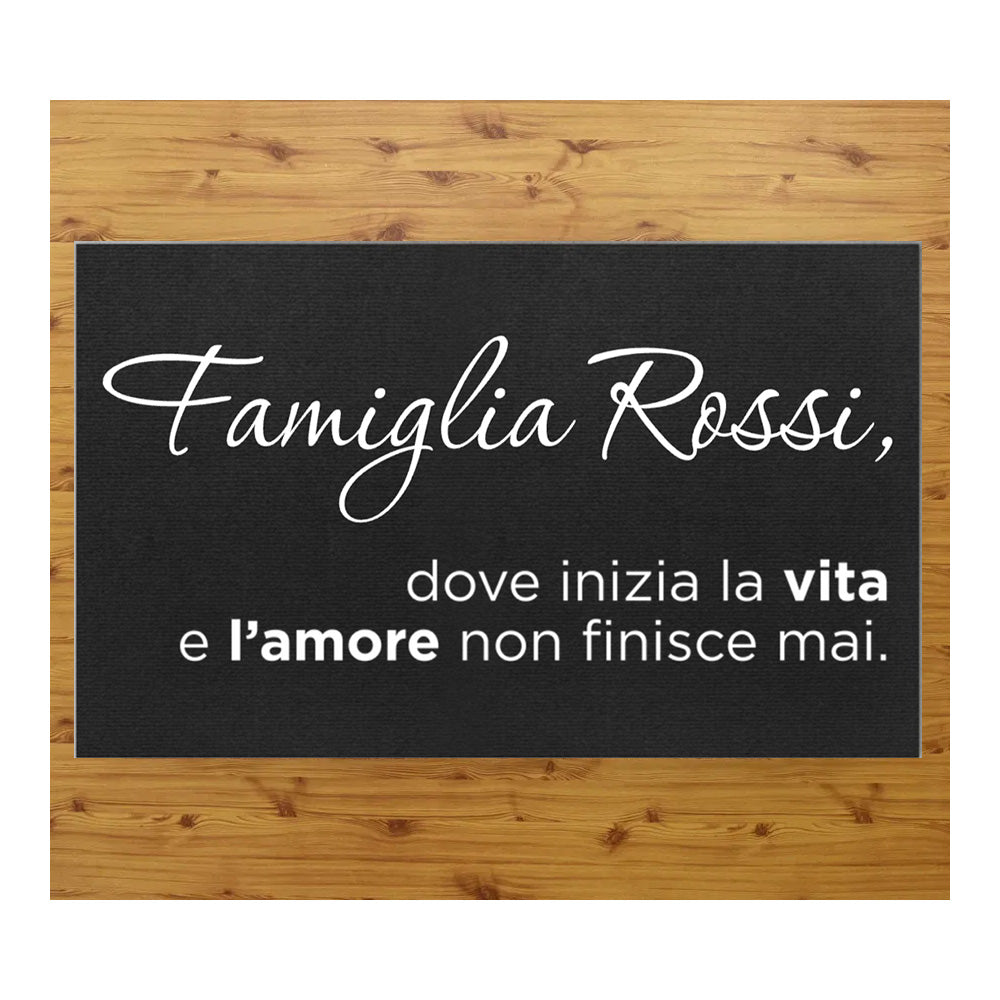 Tappeto zerbino personalizzato - casa piena d'amore - con stampa ad alta qualità, ideale per ingressi