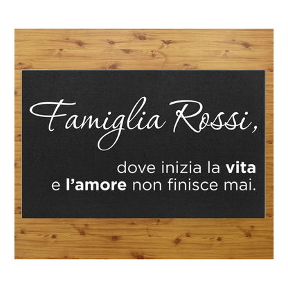 Tappeto zerbino personalizzato - casa piena d'amore - con stampa ad alta qualità, ideale per ingressi