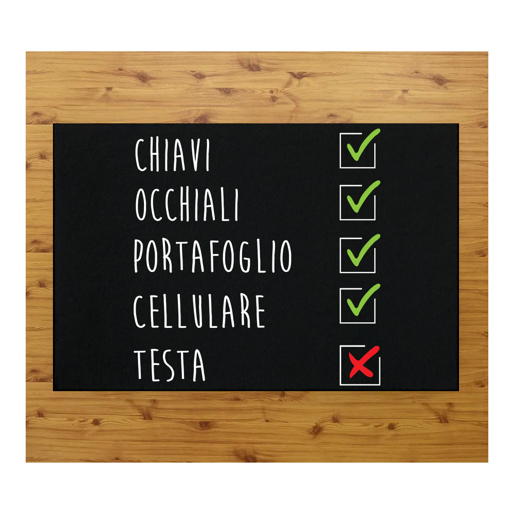 Tappeto zerbino personalizzato - CHECKLIST - con stampa ad alta qualità, ideale per ingressi