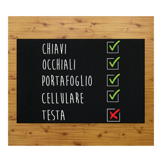 Tappeto zerbino personalizzato - CHECKLIST - con stampa ad alta qualità, ideale per ingressi