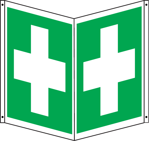 GLOBAL CARTELLO SEGNALETICO BIFACCIALE QUADRATO - SIMBOLO INFERMERIA/ PRONTO SOCCORSO - In Alluminio Con Stampa Diretta U.V. (IDEALE ANCHE PER ESTERNO)