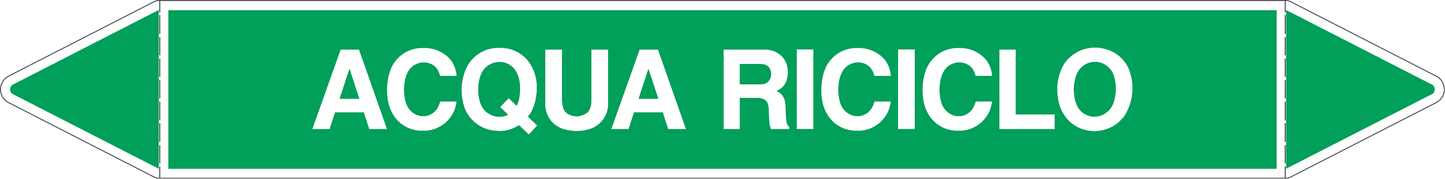 GLOBAL PACCO DA 10 ETICHETTE PER TUBAZIONI - ACQUA RICICLO - Etichetta Autoadesiva Resistente