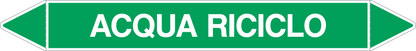 GLOBAL PACCO DA 10 ETICHETTE PER TUBAZIONI - ACQUA RICICLO - Etichetta Autoadesiva Resistente