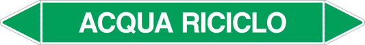 GLOBAL PACCO DA 10 ETICHETTE PER TUBAZIONI - ACQUA RICICLO - Etichetta Autoadesiva Resistente