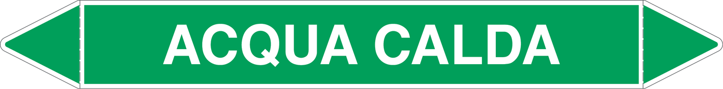 GLOBAL PACCO DA 10 ETICHETTE PER TUBAZIONI - ACQUA CALDA - Etichetta Autoadesiva Resistente