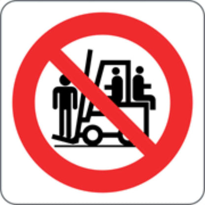 VIETATO TRASPORTARE E SOLLEVARE PERSONE - CARTELLO SEGNALETICO QUADRATO ISO 7010 - Adesivo Extra Resistente, Pannello in Forex, Pannello In Alluminio