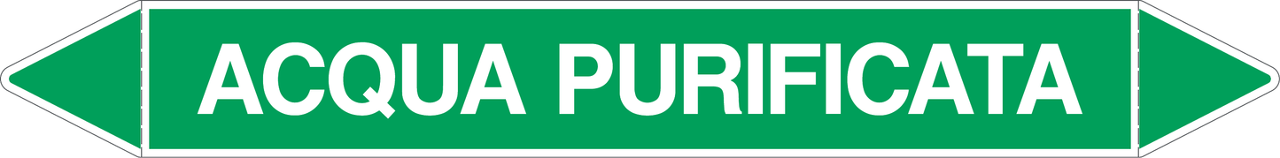 GLOBAL PACCO DA 10 ETICHETTE PER TUBAZIONI - ACQUA PURIFICATA - Etichetta Autoadesiva Resistente