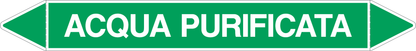 GLOBAL PACCO DA 10 ETICHETTE PER TUBAZIONI - ACQUA PURIFICATA - Etichetta Autoadesiva Resistente