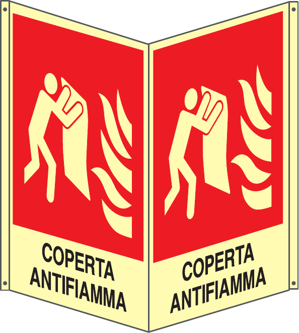 GLOBAL CARTELLO SEGNALETICO BIFACCIALE LUMINESCENTE - COPERTA ANTIFIAMMA - In Alluminio Con Adesivo Luminescente Con Stampa Diretta U.V. (IDEALE ANCHE PER ESTERNO)