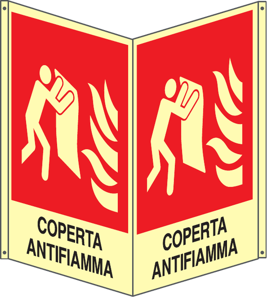 GLOBAL CARTELLO SEGNALETICO BIFACCIALE LUMINESCENTE - COPERTA ANTIFIAMMA - In Alluminio Con Adesivo Luminescente Con Stampa Diretta U.V. (IDEALE ANCHE PER ESTERNO)