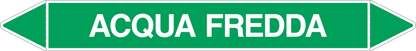 GLOBAL PACCO DA 10 ETICHETTE PER TUBAZIONI - ACQUA FREDDA - Etichetta Autoadesiva Resistente