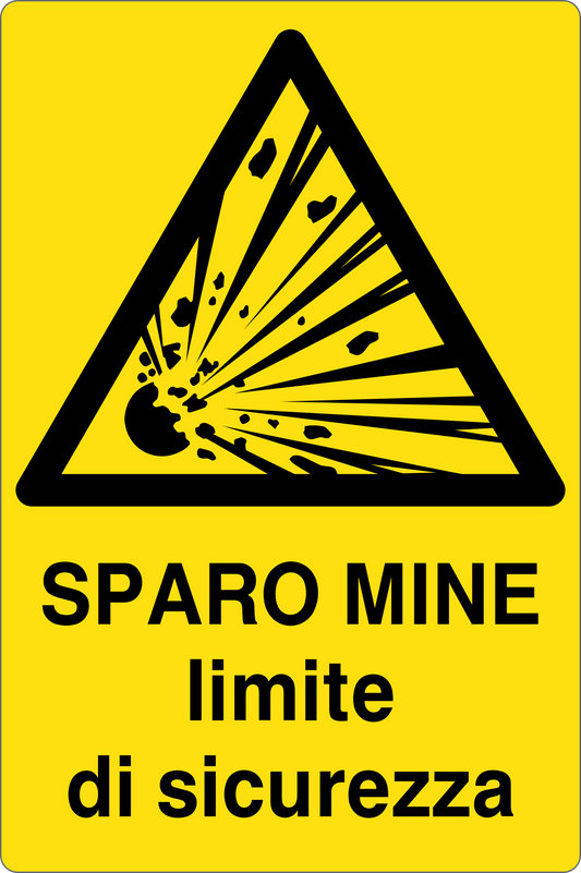 GLOBAL CARTELLO SEGNALETICO - SPARO MINE LIMITE DI SICUREZZA - Adesivo Resistente, Pannello in Forex, Pannello In Alluminio
