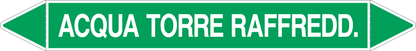 GLOBAL PACCO DA 10 ETICHETTE PER TUBAZIONI - ACQUA TORRE RAFFREDDAMENTO - Etichetta Autoadesiva Resistente