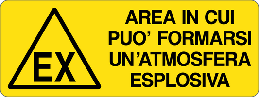 AREA IN CUI PUO' FORMARSI UN'ATMOSFERA ESPLOSIVA - CARTELLO SEGNALETICO UNI ISO 7010 in Adesivo, Pannello in Forex, Pannello In Alluminio