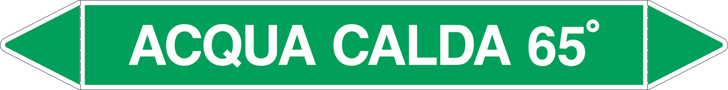 GLOBAL PACCO DA 10 ETICHETTE PER TUBAZIONI - ACQUA CALDA 65° - Etichetta Autoadesiva Resistente