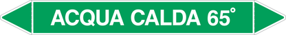 GLOBAL PACCO DA 10 ETICHETTE PER TUBAZIONI - ACQUA CALDA 65° - Etichetta Autoadesiva Resistente