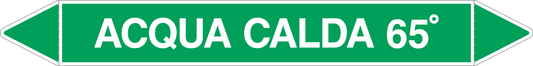 GLOBAL PACCO DA 10 ETICHETTE PER TUBAZIONI - ACQUA CALDA 65° - Etichetta Autoadesiva Resistente