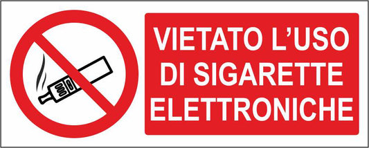 Vietato l'uso di sigarette elettroniche mod 2 - CARTELLO SEGNALETICO UNI ISO 7010 in Adesivo Resistente, Pannello in Forex, Pannello In Alluminio