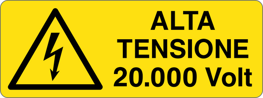 ALTA TENSIONE VOLT 20.000 - CARTELLO SEGNALETICO UNI ISO 7010 in Adesivo, Pannello in Forex, Pannello In Alluminio