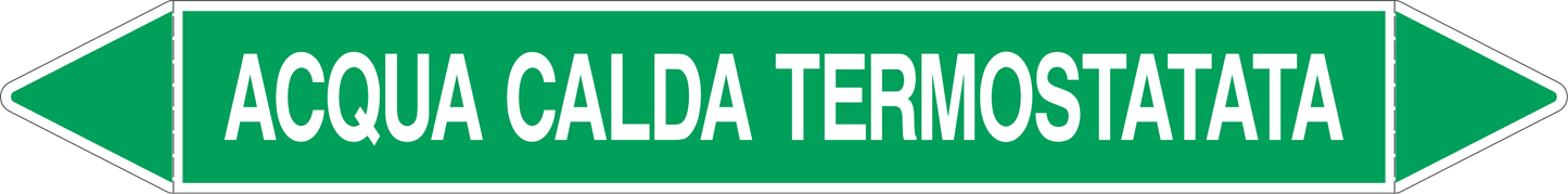 GLOBAL PACCO DA 10 ETICHETTE PER TUBAZIONI - ACQUA CALDA TERMOSTATATA - Etichetta Autoadesiva Resistente