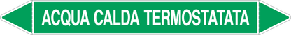 GLOBAL PACCO DA 10 ETICHETTE PER TUBAZIONI - ACQUA CALDA TERMOSTATATA - Etichetta Autoadesiva Resistente