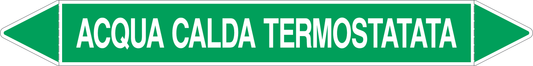 GLOBAL PACCO DA 10 ETICHETTE PER TUBAZIONI - ACQUA CALDA TERMOSTATATA - Etichetta Autoadesiva Resistente