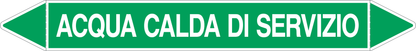 GLOBAL PACCO DA 10 ETICHETTE PER TUBAZIONI - ACQUA CALDA DI SERVIZIO - Etichetta Autoadesiva Resistente