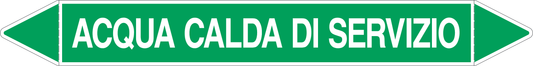 GLOBAL PACCO DA 10 ETICHETTE PER TUBAZIONI - ACQUA CALDA DI SERVIZIO - Etichetta Autoadesiva Resistente
