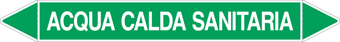 GLOBAL PACCO DA 10 ETICHETTE PER TUBAZIONI - ACQUA CALDA SANITARIA - Etichetta Autoadesiva Resistente