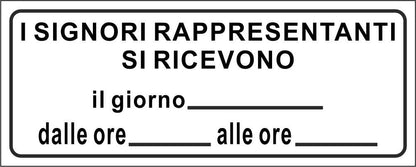 I signori rappresentanti si ricevono - CARTELLO SEGNALETICO UNI ISO 7010 in Adesivo Resistente, Pannello in Forex, Pannello In Alluminio
