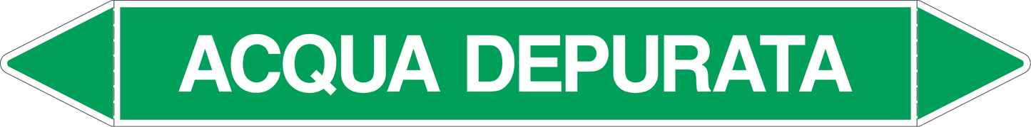 GLOBAL PACCO DA 10 ETICHETTE PER TUBAZIONI - ACQUA DEPURATA - Etichetta Autoadesiva Resistente