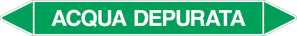 GLOBAL PACCO DA 10 ETICHETTE PER TUBAZIONI - ACQUA DEPURATA - Etichetta Autoadesiva Resistente