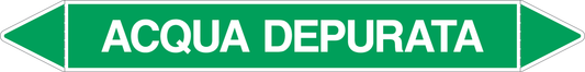 GLOBAL PACCO DA 10 ETICHETTE PER TUBAZIONI - ACQUA DEPURATA - Etichetta Autoadesiva Resistente