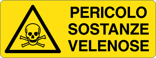 PERICOLO SOSTANZE VELENOSE - CARTELLO SEGNALETICO UNI ISO 7010 in Adesivo, Pannello in Forex, Pannello In Alluminio