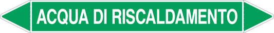 GLOBAL PACCO DA 10 ETICHETTE PER TUBAZIONI - ACQUA DI RISCALDAMENTO - Etichetta Autoadesiva Resistente