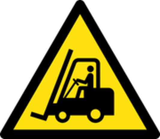 PERICOLO CARRELLI ELEVATORI - CARTELLO SEGNALETICO TRIANGOLO ISO 7010 - Adesivo Extra Resistente, Pannello in Forex, Pannello In Alluminio