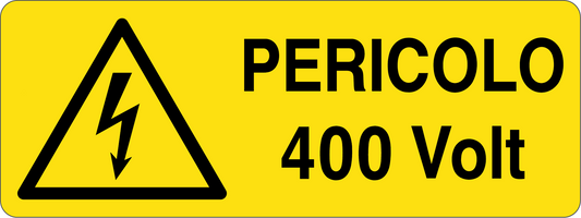 PERICOLO 400 VOLT - CARTELLO SEGNALETICO UNI ISO 7010 in Adesivo, Pannello in Forex, Pannello In Alluminio