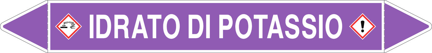 GLOBAL PACCO DA 10 ETICHETTE PER TUBAZIONI - IDRATO DI POTASSIO - Etichetta Autoadesiva Resistente
