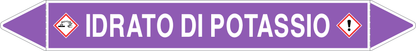 GLOBAL PACCO DA 10 ETICHETTE PER TUBAZIONI - IDRATO DI POTASSIO - Etichetta Autoadesiva Resistente